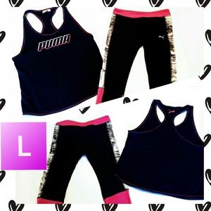 PUMA Athletic Racerback Tank + Capris Outfit Large